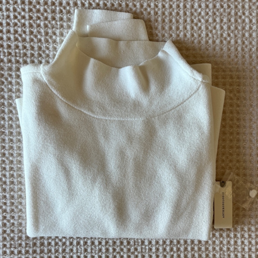 Anthropologie Maeve White Mockneck Sweater